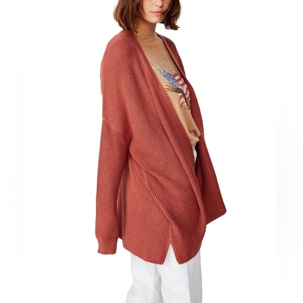 Cotton On Women's Archy Cardigan Sweater Size Medium Canyon Rose Marsala Twist - Picture 4 of 16